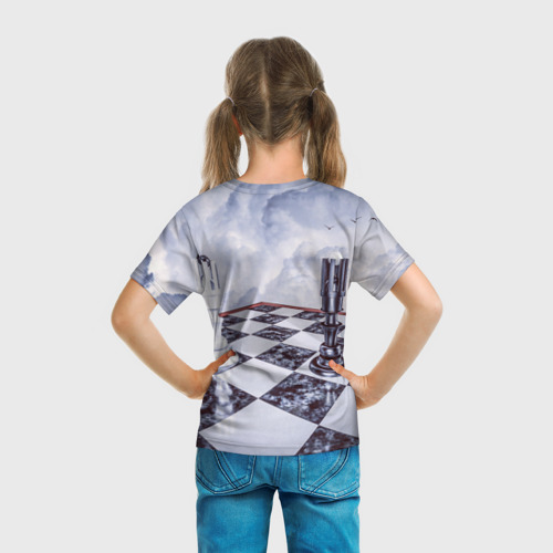 Детская 3D футболка с принтом Шахматы, вид сзади #2