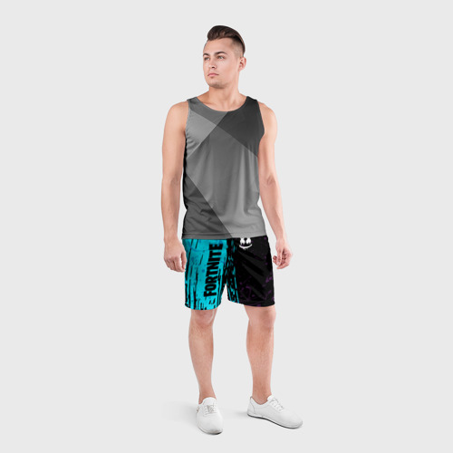 Мужские шорты спортивные с принтом FORTNITE MARSHMELLO, вид сбоку #3