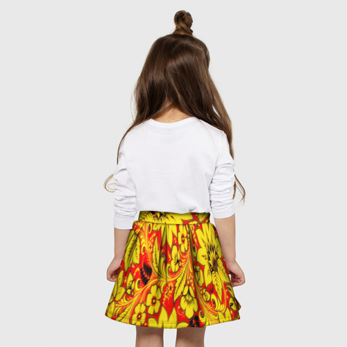 Детская юбка-солнце 3D с принтом Хохлома, вид сзади #2