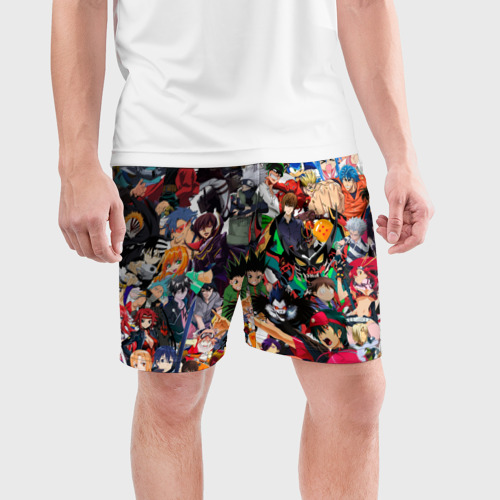 Мужские шорты спортивные с принтом Аниме персонажи, фото на моделе #1