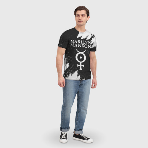 Мужская футболка 3D с принтом MARILYN MANSON / М МЭНСОН, вид сбоку #3