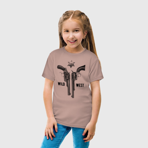 Детская футболка хлопок с принтом Wild west Дикий запад 1, вид сбоку #3