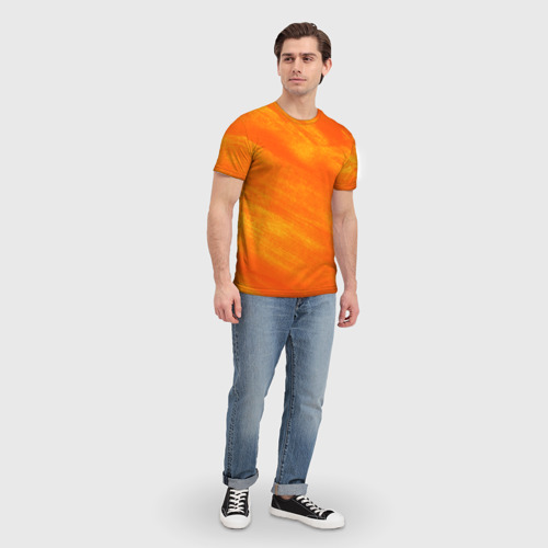 Мужская футболка 3D с принтом ОРАНЖЕВАЯ КРАСКА, вид сбоку #3