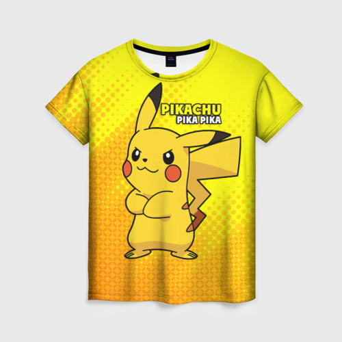 Женская футболка 3D с принтом Pikachu Pika Pika, вид спереди #2