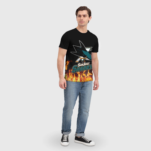 Мужская футболка 3D с принтом Сан-Хосе Шаркс, вид сбоку #3