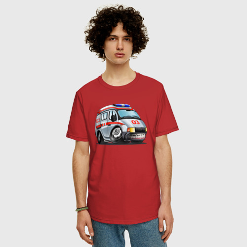 Мужская футболка хлопок Oversize с принтом Скорая помощь, фото на моделе #1