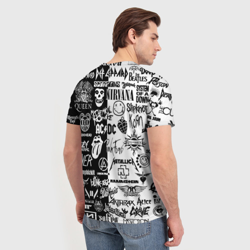 Мужская 3D футболка с принтом Эмблемы Рок Групп, вид сзади #2