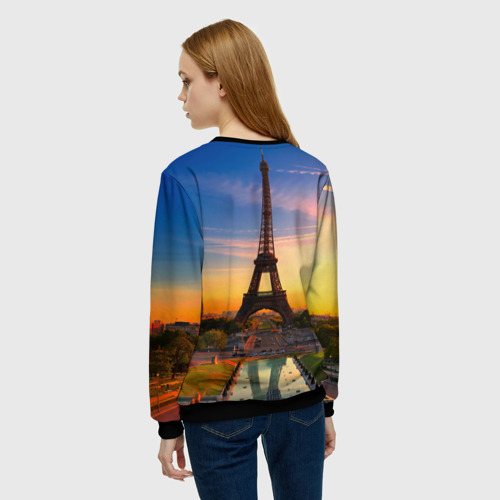 Женский свитшот 3D с принтом Эйфелева башня, вид сзади #2