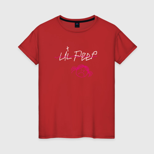 Женская футболка хлопок с принтом LIL PEEP (front & back), вид спереди #2