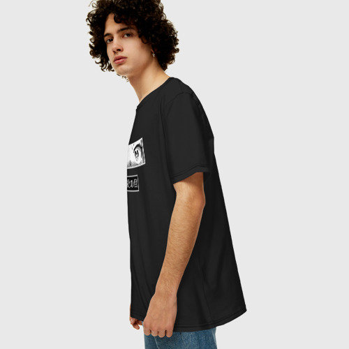 Мужская футболка хлопок Oversize с принтом Аниме: глазки любви, вид сбоку #3