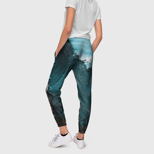 Женские брюки 3D с принтом Valhalla, вид сзади #2