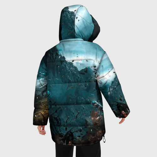 Женская зимняя куртка 3D с принтом Valhalla, вид сзади #2