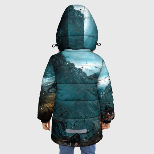 Зимняя куртка для девочек 3D с принтом Valhalla, вид сзади #2