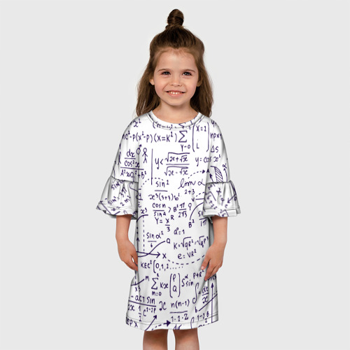 Детское платье 3D с принтом Формулы, вид сбоку #3