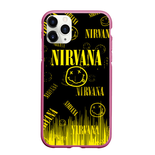 Чехол для iPhone 11 Pro Max матовый с принтом Nirvana, вид спереди #2