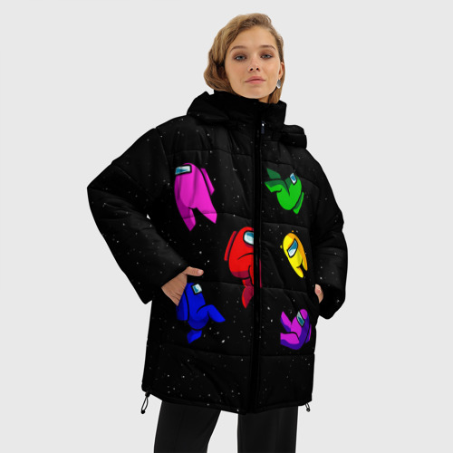Женская зимняя куртка 3D с принтом Among Us, фото на моделе #1