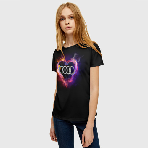 Женская футболка 3D с принтом Audi, фото на моделе #1