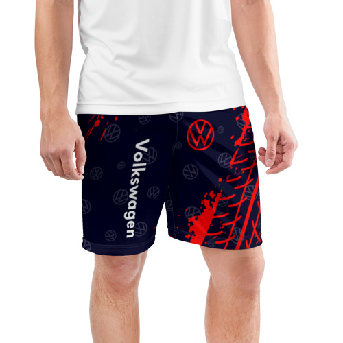 Мужские шорты 3D спортивные с принтом VOLKSWAGEN / Фольксваген, фото на моделе #1