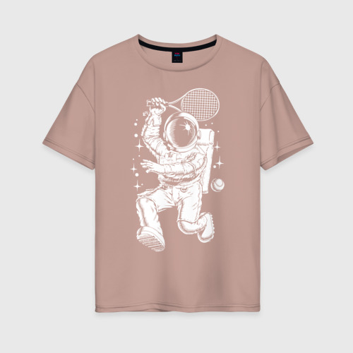 Женская футболка хлопок Oversize с принтом Space tennis, вид спереди #2
