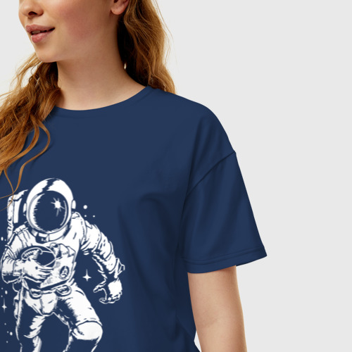 Женская футболка хлопок Oversize с принтом Space American football, фото на моделе #1