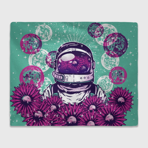 Плед 3D с принтом Цветочный Астронавт, вид спереди #2