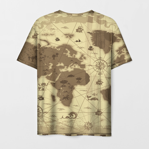Мужская футболка 3D с принтом Карта мира, вид сзади #1