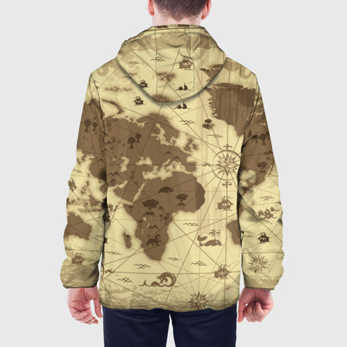Мужская куртка 3D с принтом Карта мира, вид сзади #2