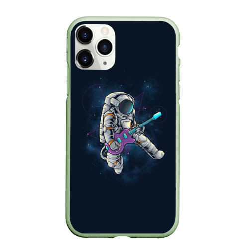 Чехол для iPhone 11 Pro матовый с принтом Космонавт с гитарой, вид спереди #2
