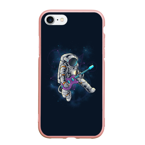 Чехол для iPhone 7/8 матовый с принтом Космонавт с гитарой, вид спереди #2