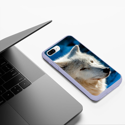 Чехол для iPhone 7Plus/8 Plus матовый с принтом Волк на черном фоне, фото #5