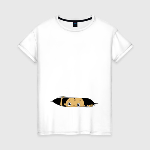 Женская футболка хлопок с принтом Беременность, вид спереди #2