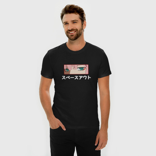Мужская футболка премиум с принтом Взгляд  Zero Two, фото на моделе #1