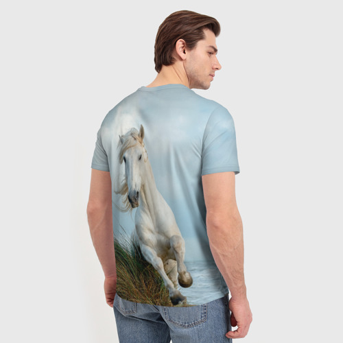 Мужская футболка 3D с принтом Лошадь, вид сзади #2