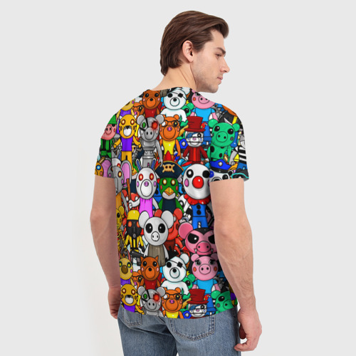 Мужская футболка 3D с принтом ROBLOX PIGGY, вид сзади #2
