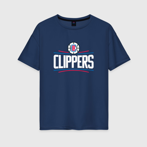 Женская футболка хлопок Oversize с принтом Los Angeles Clippers, вид спереди #2