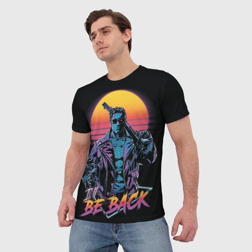 Мужская футболка 3D с принтом I will be back - Terminator, фото на моделе #1