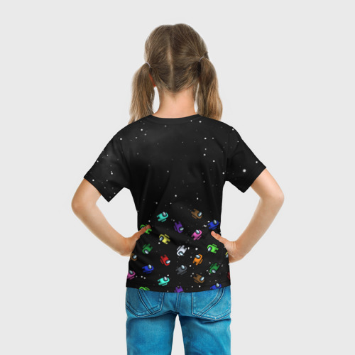 Детская футболка 3D с принтом Among Us, вид сзади #2