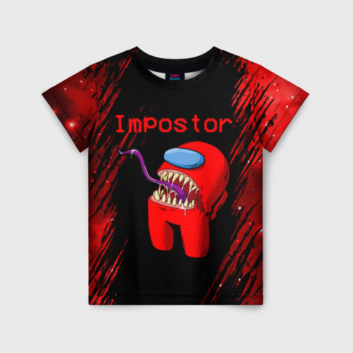 Детская футболка 3D с принтом Among Us - impostor, вид спереди #2