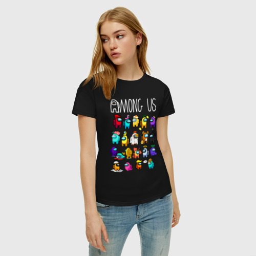Женская футболка хлопок с принтом AMONG US, фото на моделе #1