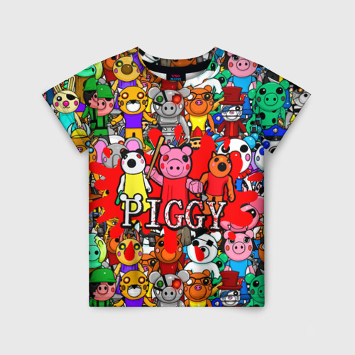 Детская футболка 3D с принтом ROBLOX PIGGY, вид спереди #2