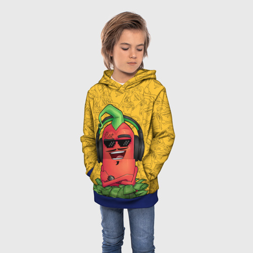 Детская толстовка 3D с принтом Перец в желтом свете, фото на моделе #1