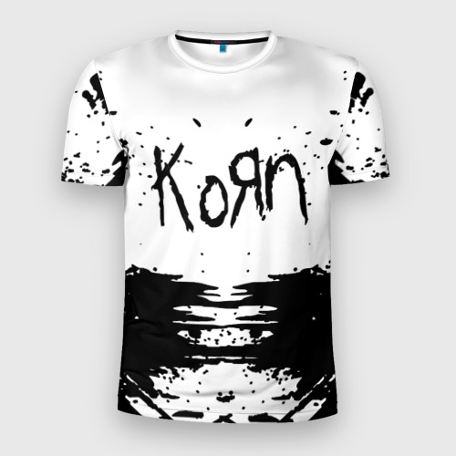 Мужская футболка 3D Slim с принтом Korn, вид спереди #2