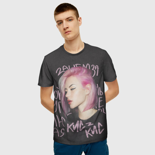 Мужская 3D футболка с принтом Алина Кис-кис, фото на моделе #1