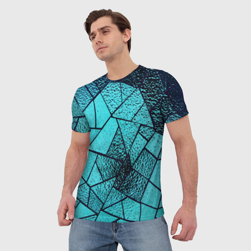Мужская футболка 3D с принтом НЕОНОВЫЙ ВИТРАЖ, фото на моделе #1