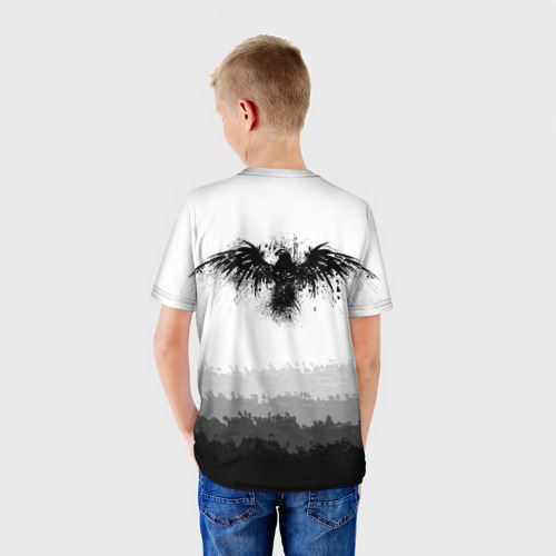 Детская футболка 3D с принтом ЧЁРНЫЙ ВОРОН, вид сзади #2