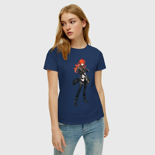Женская футболка хлопок с принтом Дилюк Genshin Impact, фото на моделе #1