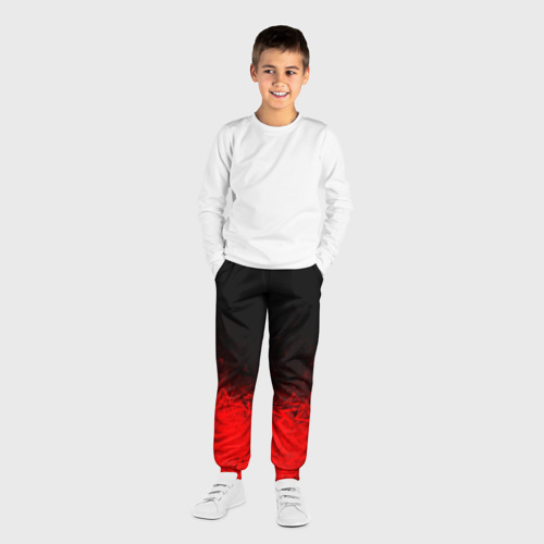 Детские брюки 3D с принтом Красно-черный градиент, вид сбоку #3