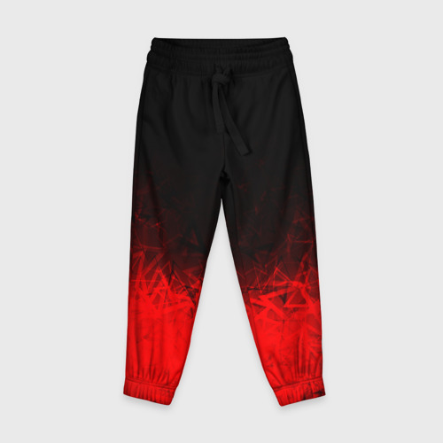 Детские брюки 3D с принтом Красно-черный градиент, вид спереди #2