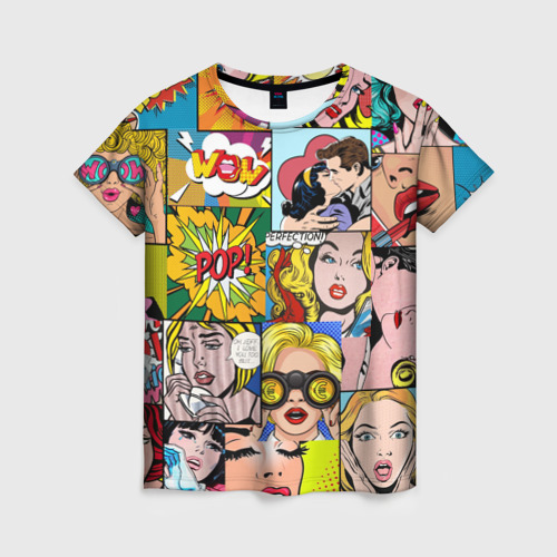 Женская футболка 3D с принтом Pop Art, вид спереди #2