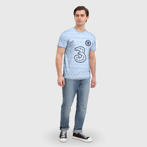 Мужская футболка 3D с принтом CHELSEA выездная сезон 20/21, вид сбоку #3